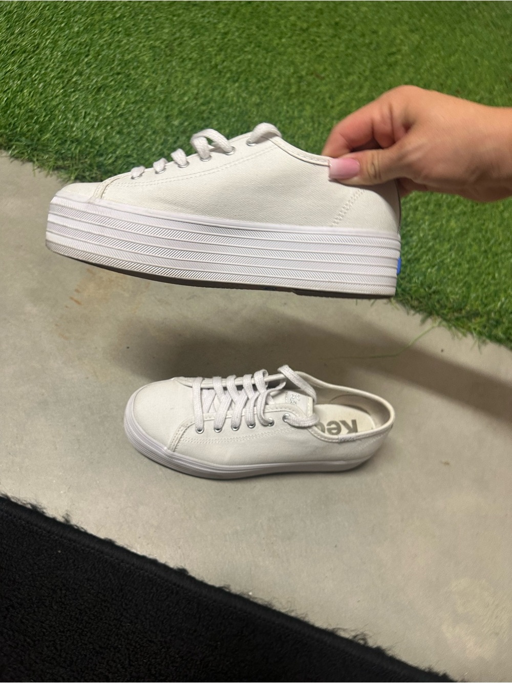 White Keds Platform Canvas Sneakers 6.5